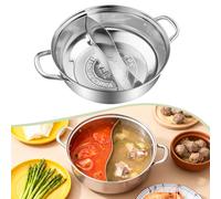 Pentola Shabu con divisore in acciaio inox, due sapori, pentola calda divisa per
