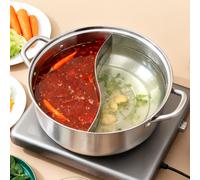 Pentola Shabu con divisore in acciaio inox, due sapori, pentola calda divisa per