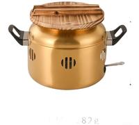 Pentola Shabu Shabu Shabu in acciaio inox stile coreano, per ristoranti commerciali con bruciatore ad alcol compatibilità e facile smontaggio (oro con coperchio)