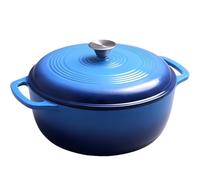 Pentola Smaltata Per Minestra 28cm Enameled Cast Iron Oven Dual Handles 6 Quart Stew Pot Use To Cook Bread Baking Soups Casserole(Blue)