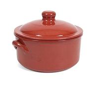 PENTOLA TEGAME CASSERUOLA ARGILLA TERRACOTTA CON COPERCHIO 25 CM ARTIGIANALE