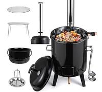 Pentola Ungherese per Gulasch Barbecue con Fornello Bollitore per Gulasch in Lamiera di Acciaio Smaltato, Kit Fornello per Cucina all'Aperto per Barbecue Entola per Cucinare All'Aperto