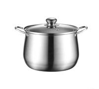 Pentola UTTASU in acciaio inox 5 litri con coperchio vetro, compatibile induzione, per zuppe, tagliatelle, pasta, stufato, resistente al calore, 22 x 17,3 cm