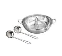Pentola Zuppa in Acciaio Inox con Divisore Manico Doppio Mestolo E Schiumarola