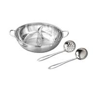 Pentola Zuppa in Acciaio Inox con Divisore Manico Doppio Mestolo E Schiumarola