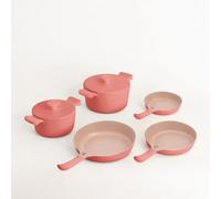 Pentole 2 Pentole POT STUDIO E 3 Padelle PAN STUDIO In Alluminio Fuso Con Rivestimento In Ceramica Terracotta E Rame