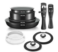 Pentole a induzione con rivestimento in ceramica sana, set di pentole e padelle da campeggio antiaderenti 10 pezzi con manici staccabili