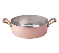 Pentole Agnelli ALCM106M24 Casseruola Bassa in Rame Martellato Stagnato con 2 Maniglie in ottone, 24 cm