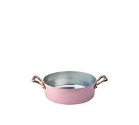Pentole Agnelli ALCM106M32 Casseruola Bassa in Rame Martellato Stagnato con 2 Maniglie in ottone, 32 cm