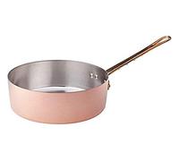 Pentole Agnelli ALCM107M24 Casseruola Bassa in Rame Martellato Stagnato con 1 Manico in ottone, 24 cm