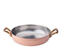 Pentole Agnelli ALCM110M32 Tegame in Rame Stagnato con 2 Maniglie in Ottone, 32 cm