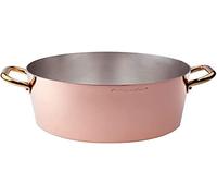 Pentole Agnelli ALCU10420 Casseruola alta, Rame liscio stagnato a mano, con due maniglie in ottone, 20 cm