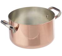 Pentole Agnelli ALCU104PI20 Casseruola Alta in Rame con 2 Maniglie inox, Rame Stagnato per Induzione, 20 cm