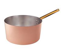 Pentole Agnelli ALCU10528 Casseruola Alta con Manico, Rame Liscio Stagnato a Mano, 28 cm