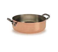 Pentole Agnelli ALCU106PI20 Casseruola Bassa in Rame con 2 Maniglie in acciaio, Rame stagnato con fondo per induzione, 20 cm