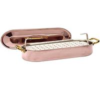 Pentole Agnelli ALCU11840 Pesciera in Rame liscio stagnato con Coperchio e Griglia e due maniglie in ottone, 40x13 cm