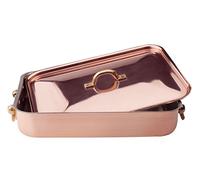 Pentole Agnelli ALCU150C36 Rostiera con Coperchio in Rame liscio Stagnato, 36 x 26 cm