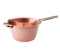 Pentole Agnelli ALCU16522 Paiolo in Rame liscio per polenta senza stagnatura con un manico tubolare e maniglia in ottone, 22 cm