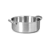 Pentole Agnelli ALIX106ALIN24 Casseruola Bassa con 2 Maniglie in acciaio, Trilaminato Alluminio-Acciaio per induzione, 24 cm