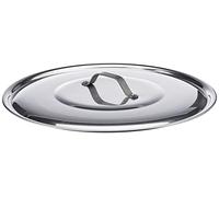 Pentole Agnelli Alluminio 2 mm Coperchio Tondo con Ponticello senza Orlo, Lucido, Argento, 34 cm