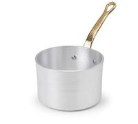 Pentole Agnelli, ALMA10510, Casseruolino Alto a Servire con Manico in Ottone, Alluminio, Argento