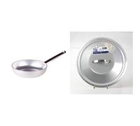 Pentole Agnelli ALMA111B40 Padella Alta per Saltare, Manico Tubolare, Alluminio Professionale, Argento, ø 40 cm & ALMA12940 Coperchio Rotondo Pesante con Ponticello, Alluminio, 40 cm