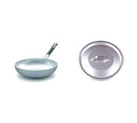 Pentole Agnelli ALMC111BPIC32 Linea Alluminio Induzione Padella Svasata Alta, Fondo a Induzione con 1 Manico Cool, 32 cm & ALMA12932 Coperchio Rotondo Pesante con Ponticello, Alluminio, 32 cm