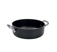 Pentole Agnelli ALSA106SS20 Alblack B-Crist Cm20 Casseruola Bassa con 2 Maniglie, Metallo, Argento, 20 cm