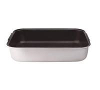 Pentole Agnelli ALSA150S30 Platinum-Piatto da arrosto Rettangolare con 2 Maniglie incernierate in Alluminio, 30 cm, Colore: Argento