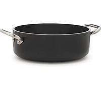 Pentole Agnelli ALSA2104SSPI32 Alblack Casseruola Alta in Alluminio, Spessore 5 mm, Fondo Induzione da 10 mm, con 2 Manici in Acciaio Inossidabile, 32 cm, Nero