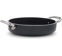 Pentole Agnelli ALSA2106SSPI28 Alblack Casseruola Bassa, in Alluminio, Spessore 5 mm, Fondo Induzione da 10 mm, con 2 Manici in Acciaio Inossidabile, 28 cm, Nero