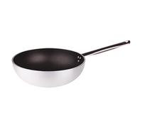 Pentole Agnelli ALSA2111WPS28 Linea Alluminio 5mm Platinum Wok con Fondo Piano, 28 cm, Acciaio, Argento