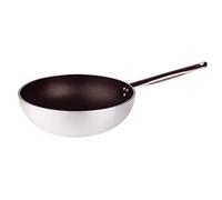 Pentole Agnelli ALSA2111WPS32 Wok con Fondo Piano, Alluminio, Argento, 32 cm