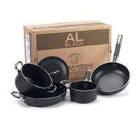 Pentole Agnelli ALSASETALBLACK2 All Black Set per 2 Persone, 3 mm, 5 Pezzi