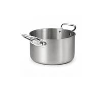 Pentole Agnelli ALIX104ALIN20 Casseruola Alta con 2 Maniglie in acciaio, Trilaminato Alluminio-Acciaio per induzione, 20 cm