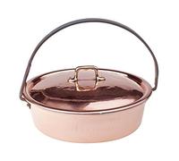 Pentole Agnelli COCU106RM32 Linea Rame Casseruola con Coperchio, Martellata Stagnata a Mano, 32 cm
