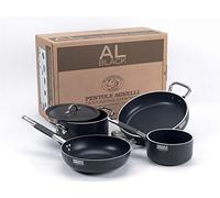 Pentole Agnelli Codice Art.ALSASETALBLACK2IND, Pentole Alluminio Nero Induzione Spessore 5 mm