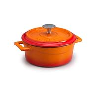 Pentole Agnelli COGHSRP10420O Slowcook Casseruola con Maniglie e Coperchio, Ghisa, Arancione, 2.6 L - 20cm