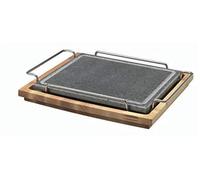 Pentole Agnelli COLA200/LM Pietra Rettangolare con Supporto Inox, e Basamento Legno, 25 x 30 cm