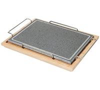 Pentole Agnelli COLA300/LL Pietra Rettangolare con Supporto Inox, e Basamento Legno, 29 x 40 cm