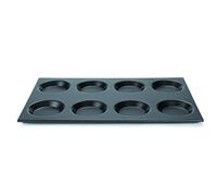 Pentole Agnelli, COSA183/SS08, Teglia Gastronorm 1/1 con 8 Stampi da 11 cm, Antiaderente, Alluminio, Nero
