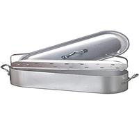 Pentole Agnelli, FAMA1850, Pesciera con Orlo con Coperchio e Griglia e 2 Maniglie, Alluminio, Argento