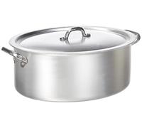 Pentole Agnelli - Casseruola ovale Linea Alluminio 3 mm Argento 34x23x14 cm Maniglie Inox Coperchio