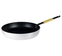 Pentole Agnelli Linea Cookware System Padella Radiante Svasata Alta Saltare con Manico Tubolare Inox Cool, Diametro 28 cm, Giallo Pollame, Argento