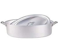 Pentole Agnelli Linea Family Cooking Alluminio Casseruola Ovale con Due Maniglie e Coperchio, Argento, 26 cm