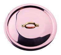 Pentole Agnelli Rame Liscio Stagnato a Mano Coperchio con Ponticello in Ottone, Rame, 28 cm