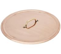 Pentole Agnelli Rame Liscio Stagnato a Mano Coperchio con Ponticello in Ottone, Rame, 45 cm