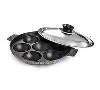Pentole antiaderenti in alluminio per fornello a gas compatibile con Appam Patra Paniyarakkal Appam Pan Appa Chetty Paniyaram Pan con coperchio Pancake Pop Maker Takoyaki Pan - 7 fossette