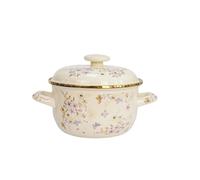 Pentole da cucina Pentola for zuppa smaltata con coperchio Arte dell'acquerello Fiore retrò Titanio Phnom Penh smaltate addensate di grande capacità Per Le Cene Di Tutti I Giorni(2.2L)