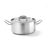 HENDI Pentola bassa, con coperchio con fori per il rilascio del vapore, calderone, casseruola, tegame, adatta a tutte le fonti di calore, lavabile in lavastoviglie, 4.9L, ø240x(H)115mm, acciaio inox